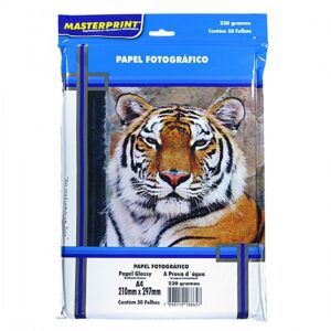 PAPEL FOTOGRÁFICO 230 GRAMAS A4 GLOSSY MASTERPRINT 50 FOLHAS