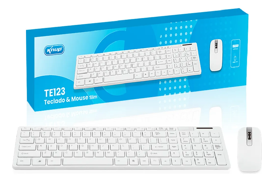 Kit Teclado E Mouse S/ Fio Knup Kp-te123 Branco