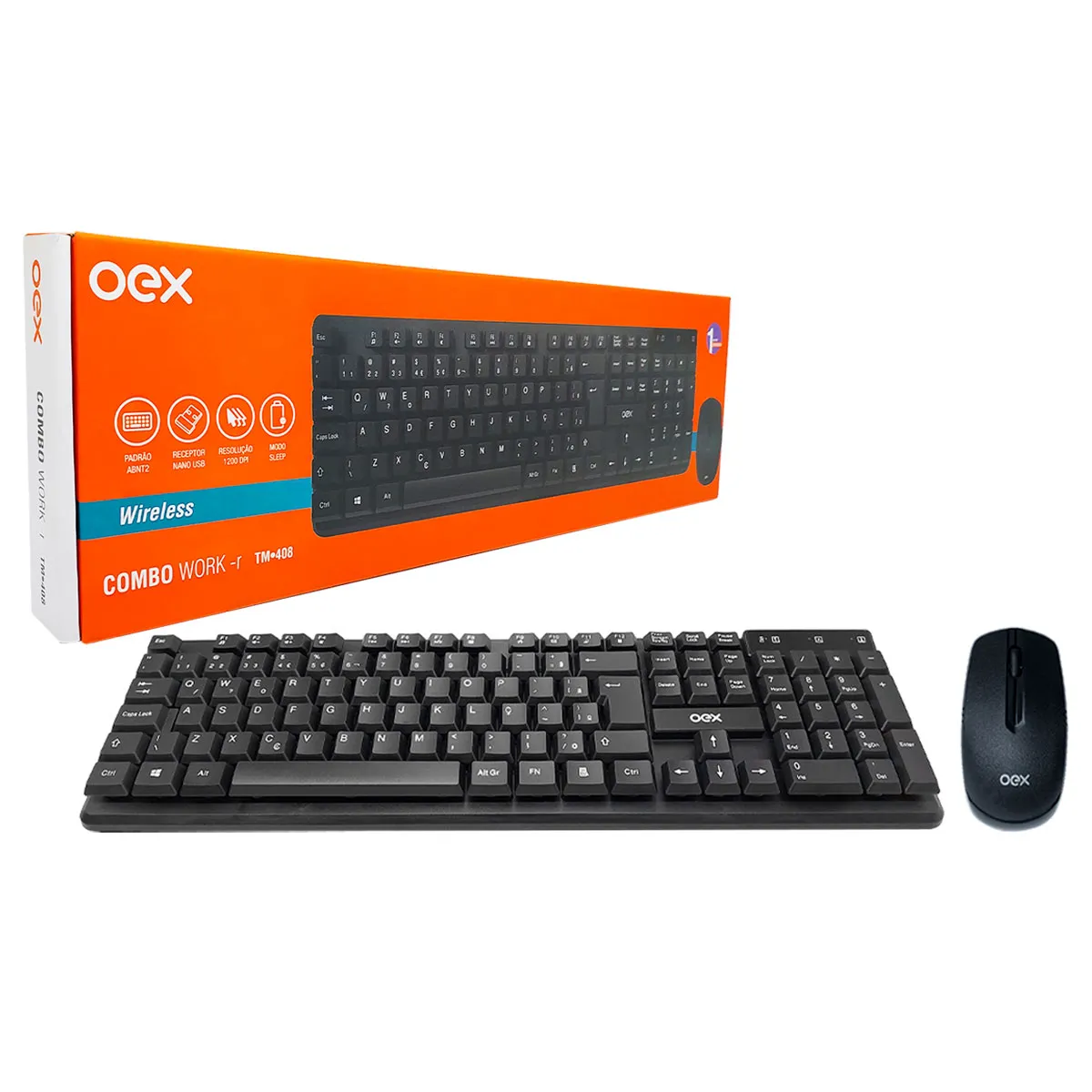 COMBO WORK TECLADO E MOUSE WIRELES OEX TM.408