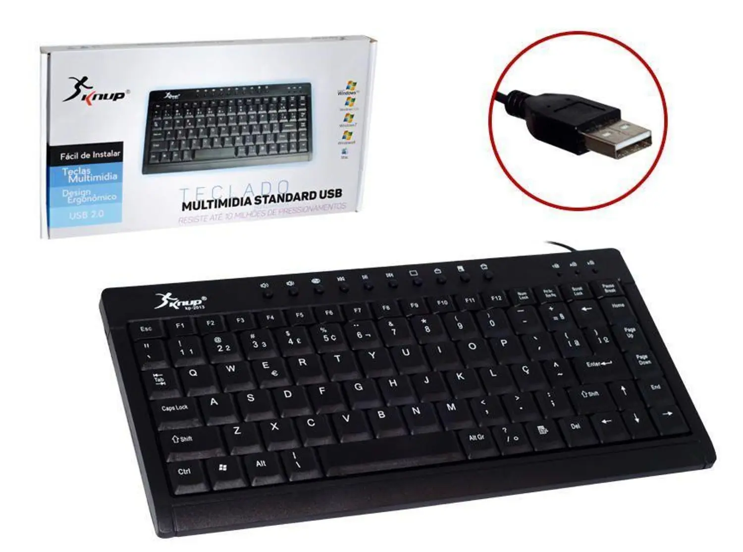 MINI TECLADO MULTIMIDIA KNUP MODELO KP-2013 - Imagem 3