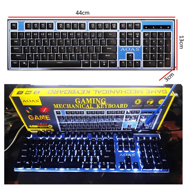 Teclado mecânico retroiluminado para jogos Aoas M500 64234 Shine Keyboard Color Black