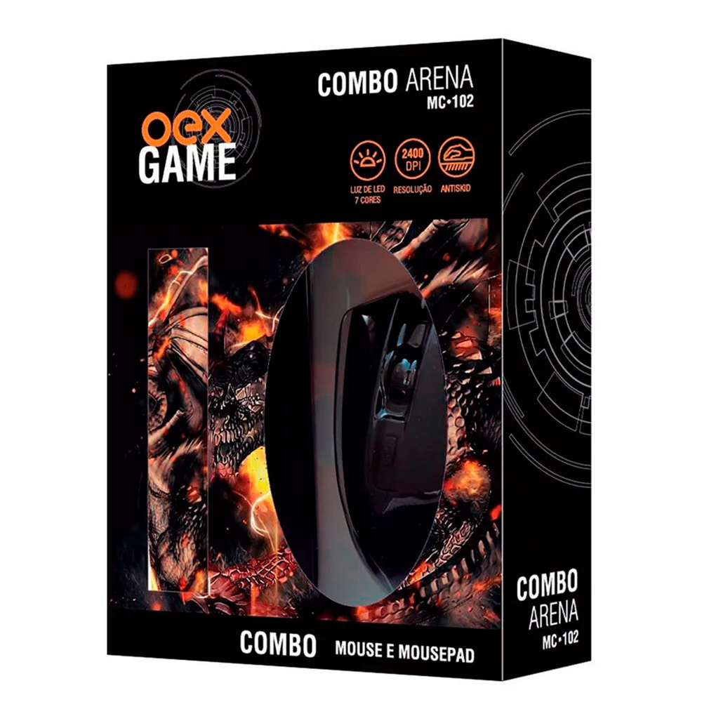 MOUSE USB COM MOUSE PAD GAMER ARENA OEX MC-102 - Imagem 4
