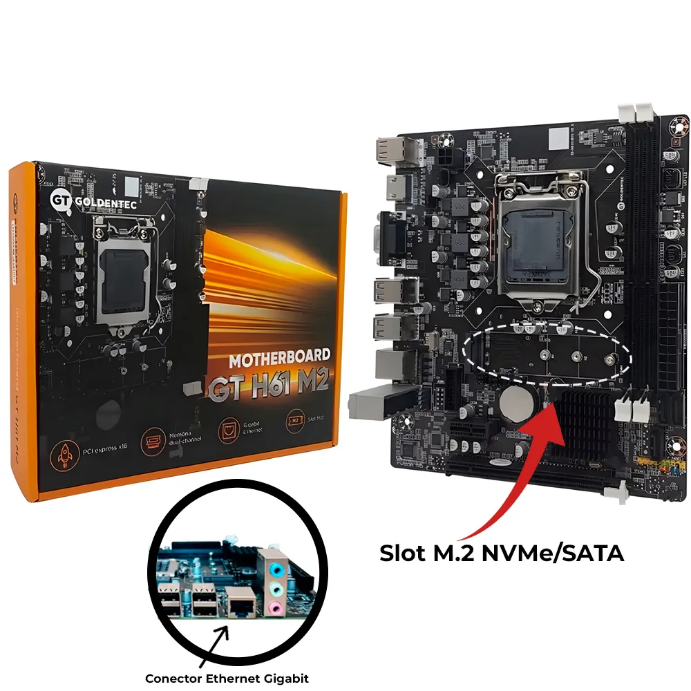 PLACA MÂE 1155 GOLDENTEC H61DDR3 M2 - Imagem 4