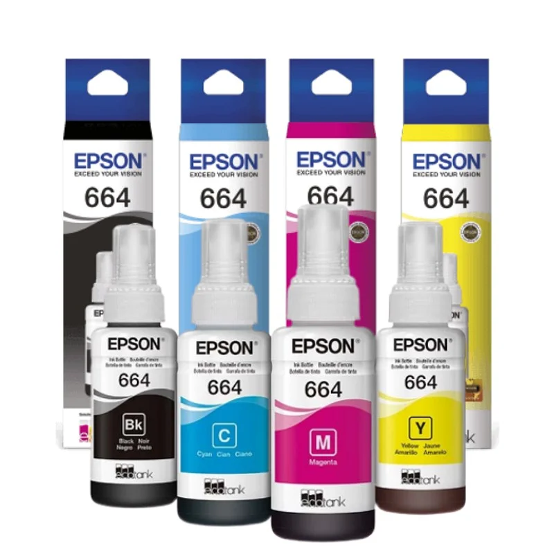 Refil De Tinta Epson T664 Kit 4 Cores T6641204p