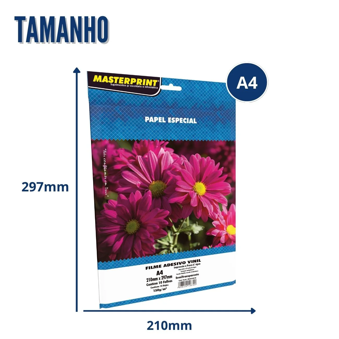 PAPEL FILME ADESIVO TRANSPARENTE 150G A4 C/10FLS MASTERPRINT - Imagem 4