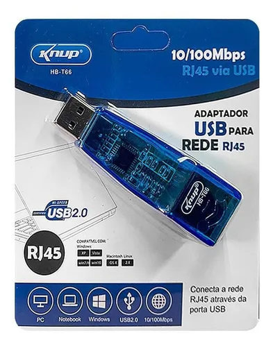 Adaptador Usb Para Rj45 Cabo De Rede Internet Pc Notebook 10/100