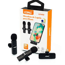 Microfone Lapela Sem Fio Duplo Compatível iPhone LE-932