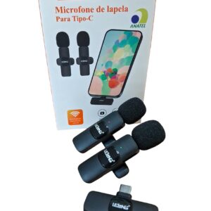 Microfone Duplo Lapela Sem Fio Tipo-C