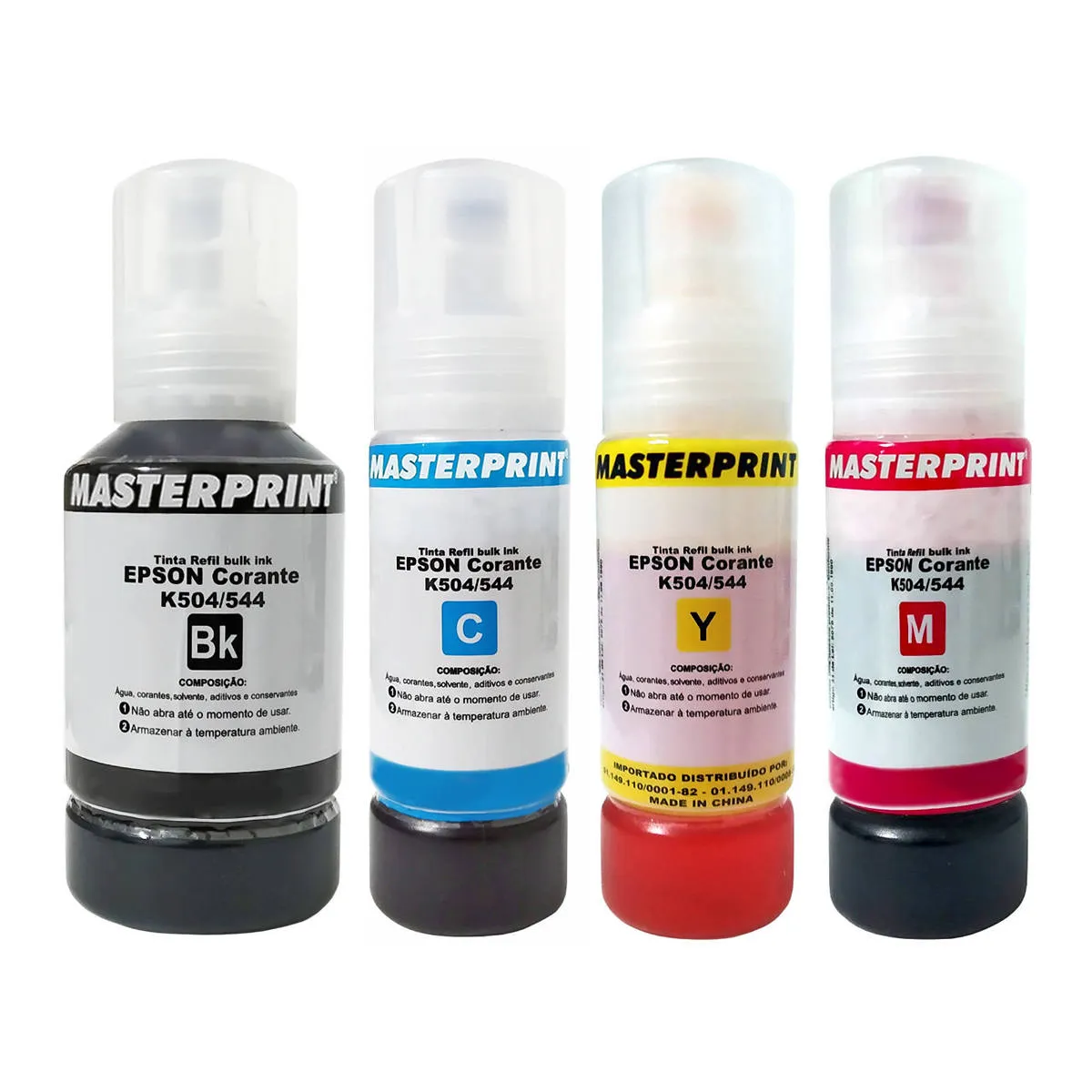 Kit c/4 Refil Tinta Masterprint 504/544 - Para Impressoras Epson