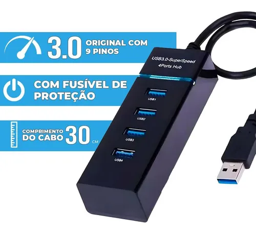 HUB USB 3.0 KAPBOM COM 4 PORTAS