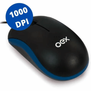 Mouse Mini Optico Com Fio Usb 1000 Dpi Oex Preto Azu