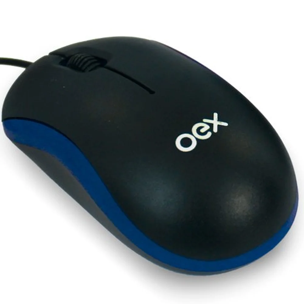 Mouse Mini Optico Com Fio Usb 1000 Dpi Oex Preto Azu - Imagem 6