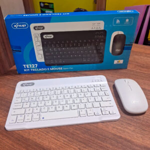 Kit Teclado E Mouse Sem Fio Bluetooth Mac Android Tablet - Branco