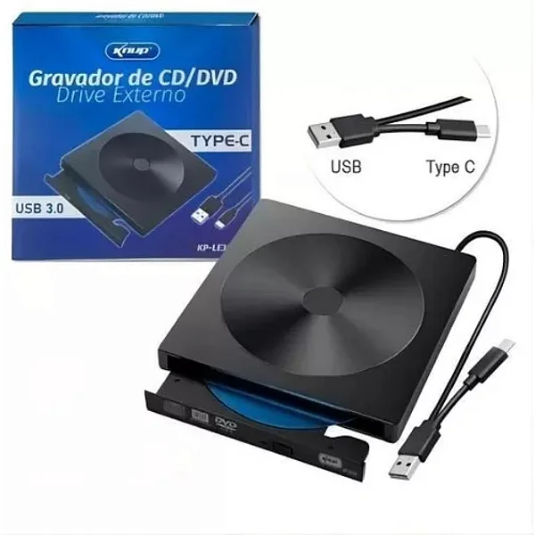 GRAVADOR DE CD/DVD DRIVE EXTERNO USB& TYPO-C USB 3.0
