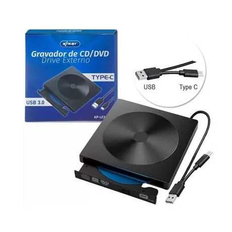 GRAVADOR DE CD/DVD DRIVE EXTERNO USB& TYPO-C USB 3.0 - Imagem 3