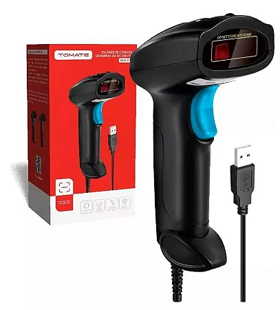 LEITORDECODIGO DE BARRAS 1DCOM FIO TOMATE USB, 200 SCANES E LEITURA DE BOLETO