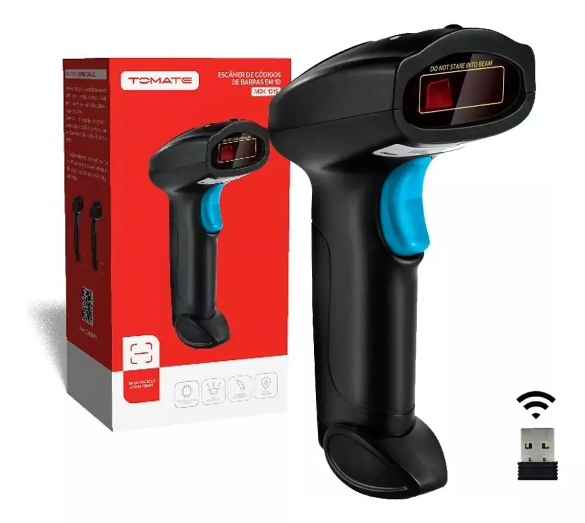 LEITOR DE CODIGO DE BARRAS ULTRA RAPIDO 1D SEM FIO LASER PRETO USB